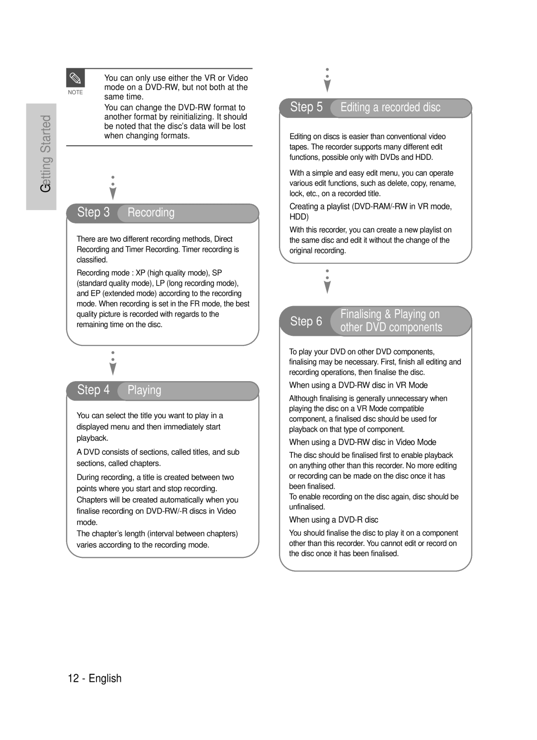 Samsung DVD-HR725/XEF, DVD-HR725P manual Same time, When changing formats 