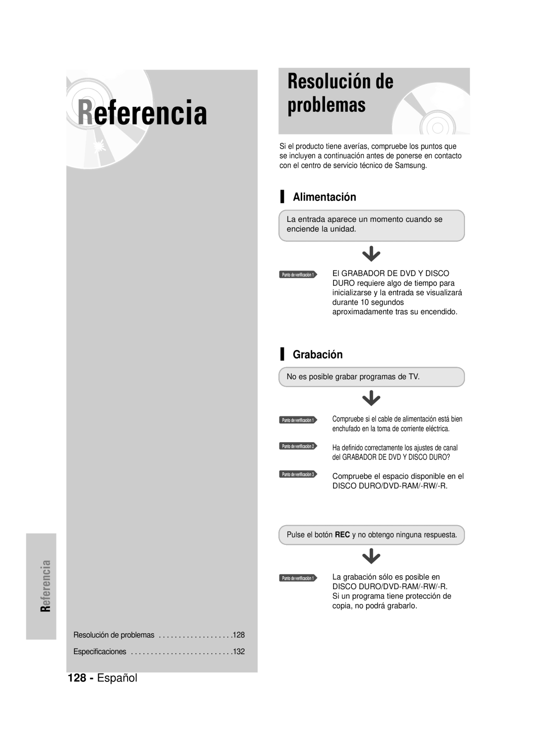 Samsung DVD-HR725/XEN, DVD-HR725/XEG, DVD-HR725/XEF, DVD-HR725/XET, DVD-HR725/XEH, DVD-HR725/XEB manual Alimentación, Grabación 