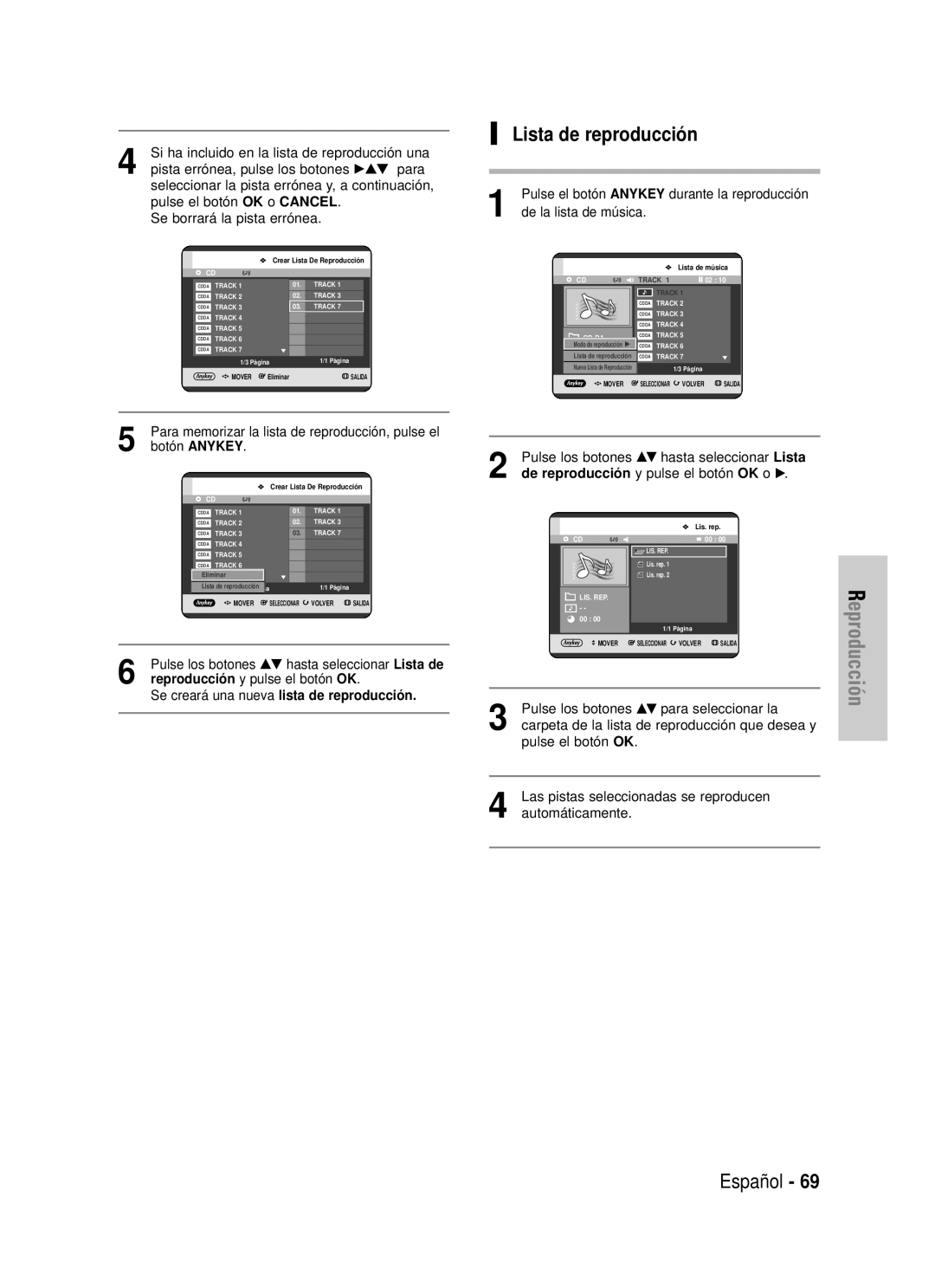 Samsung DVD-HR725/XEC, DVD-HR725/XEG, DVD-HR725/XEF manual Lista de reproducción, Se creará una nueva lista de reproducción 