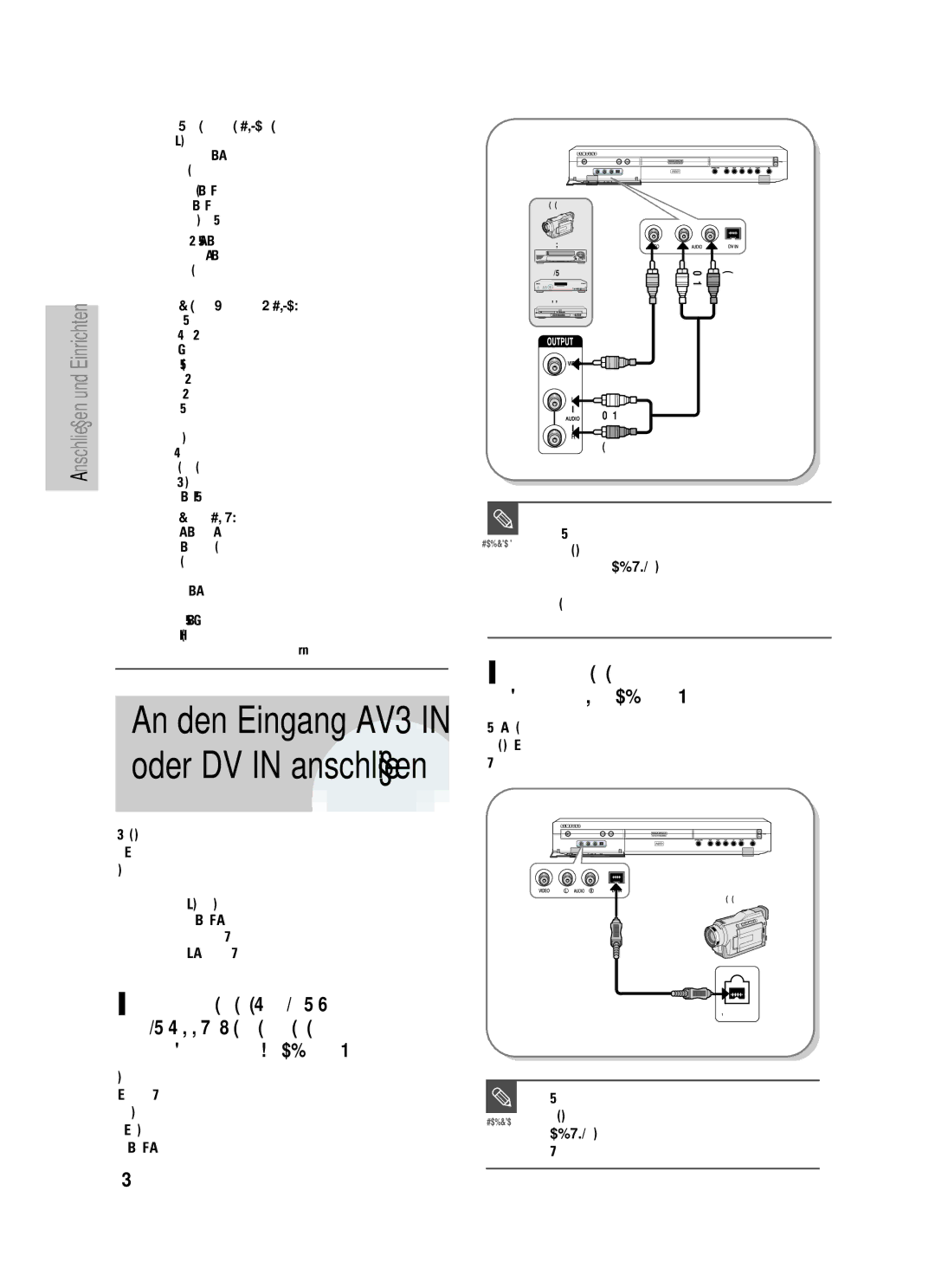 Samsung DVD-HR725/XEG An den Eingang AV3 in oder DV in anschließen, Option Camcorder an den, Den Eingang, Manuell aus 