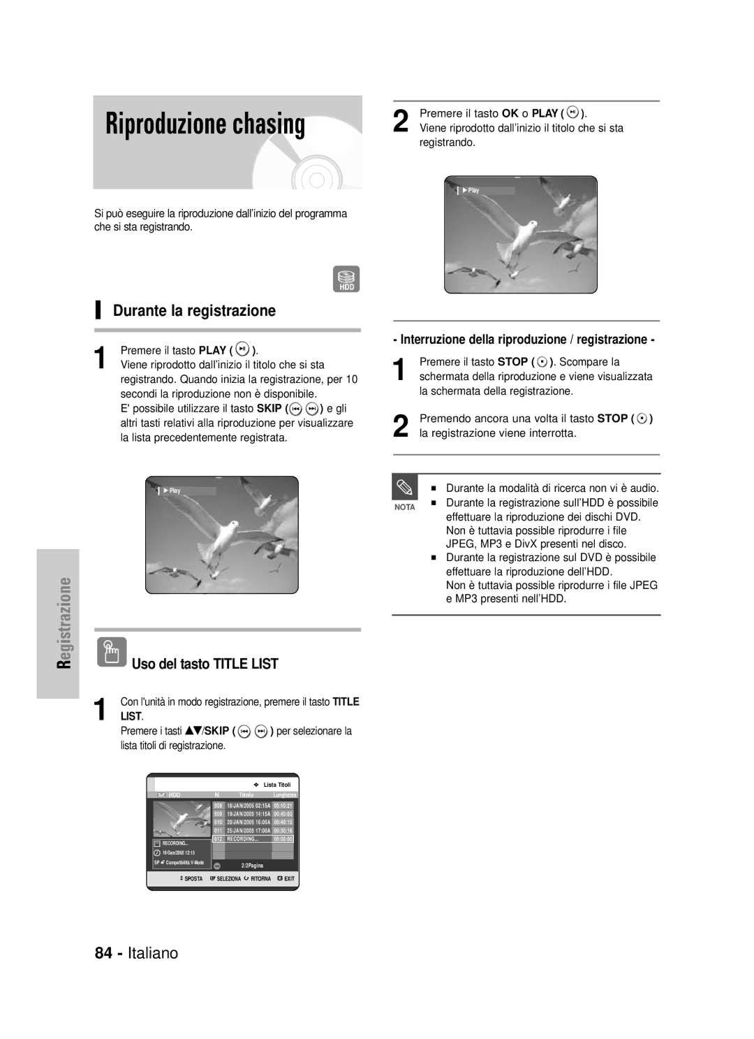 Samsung DVD-HR725/XET Durante la registrazione, Interruzione della riproduzione / registrazione, Premere i tasti …†/SKIP 