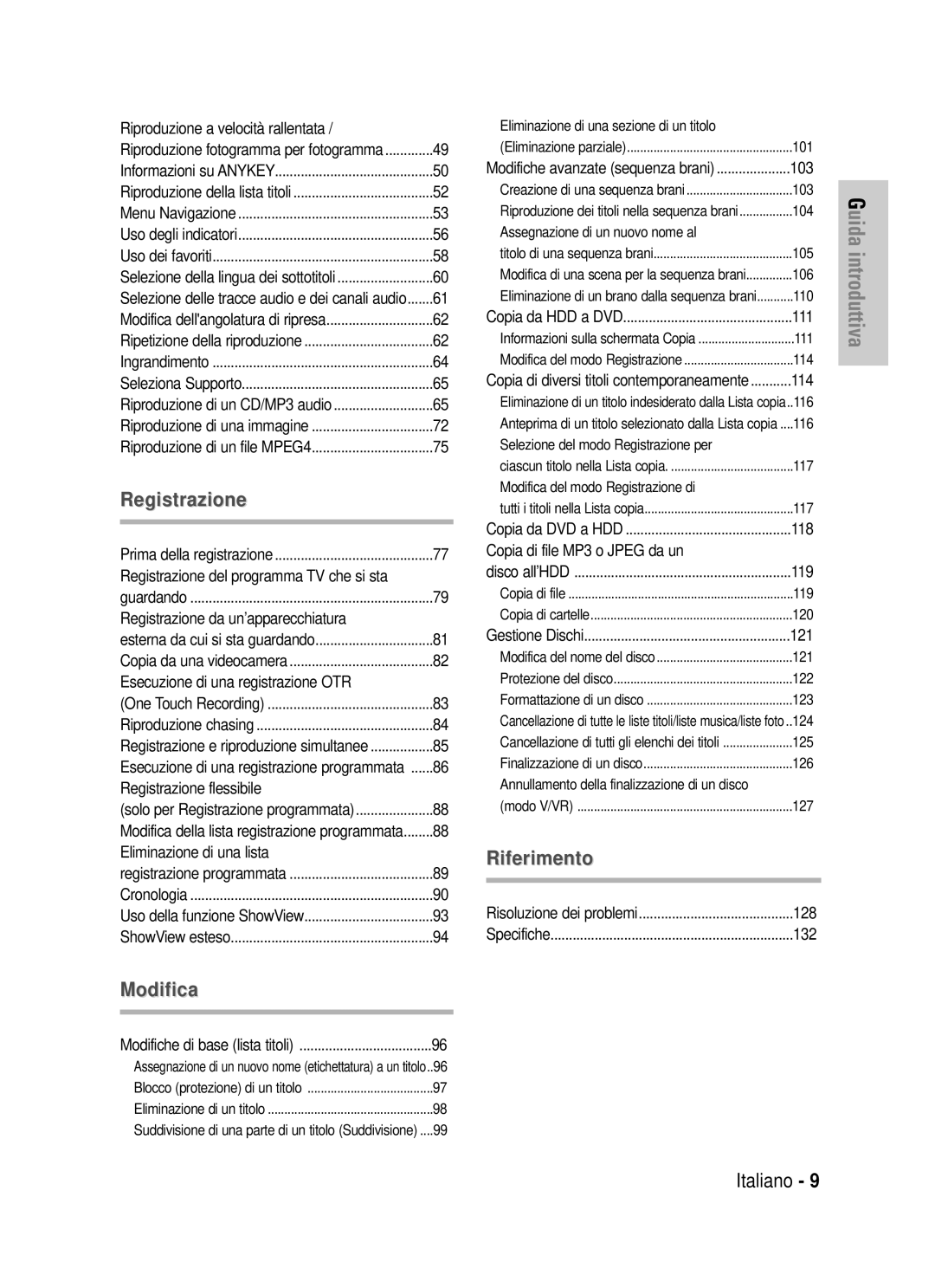 Samsung DVD-HR725/XET manual Eliminazione di una sezione di un titolo, Assegnazione di un nuovo nome al 