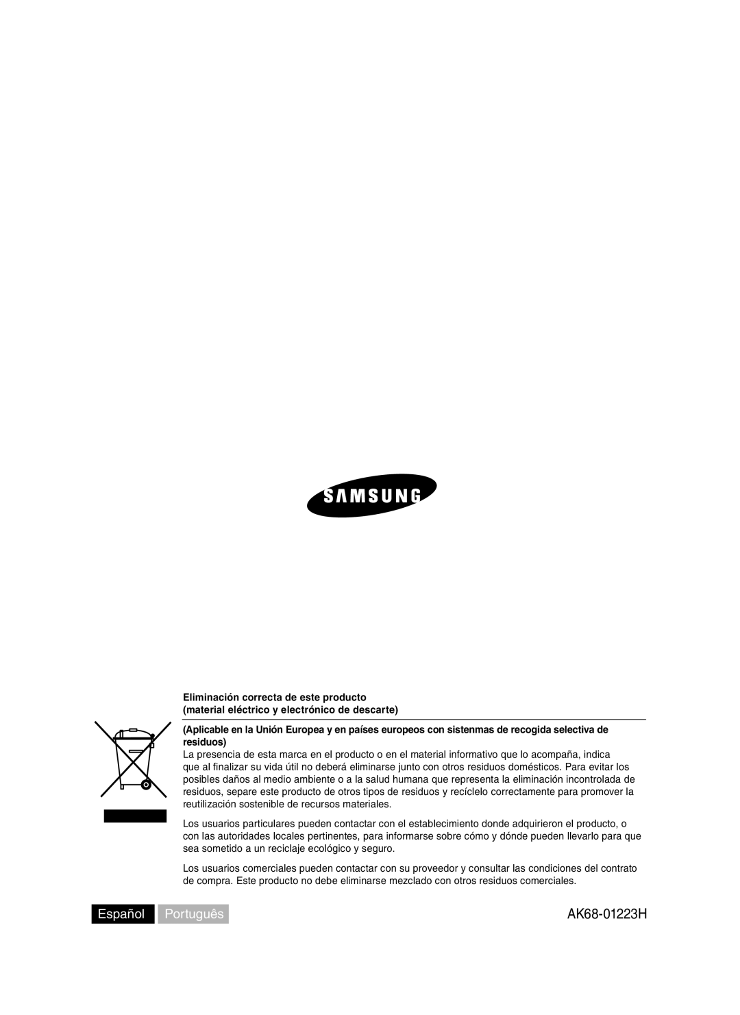 Samsung DVD-HR730A/XEC manual Español Português AK68-01223H 