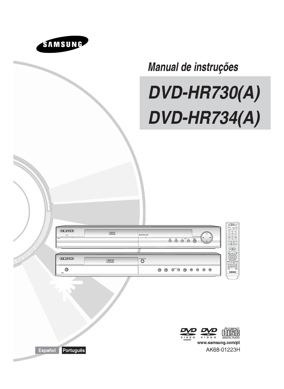 Samsung DVD-HR730A/XEC manual DVD-HR730A DVD-HR734A, AK68-01223H 