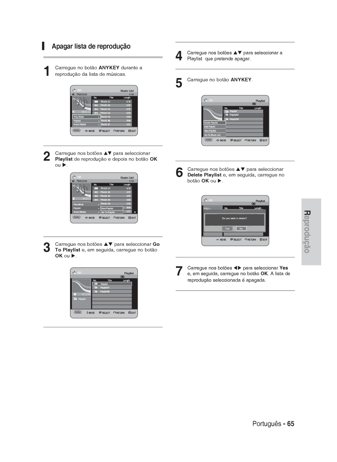 Samsung DVD-HR730A/XEC manual Apagar lista de reprodução 