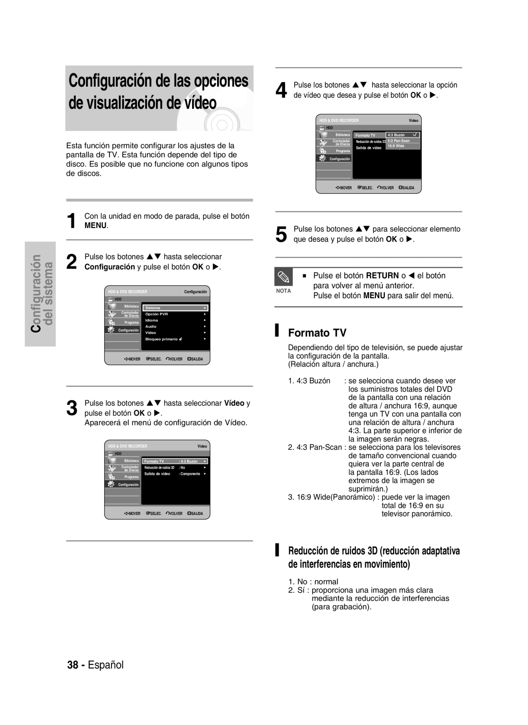 Samsung DVD-HR730A/XEC manual Formato TV, De vídeo que desea y pulse el botón OK o, La imagen serán negras 