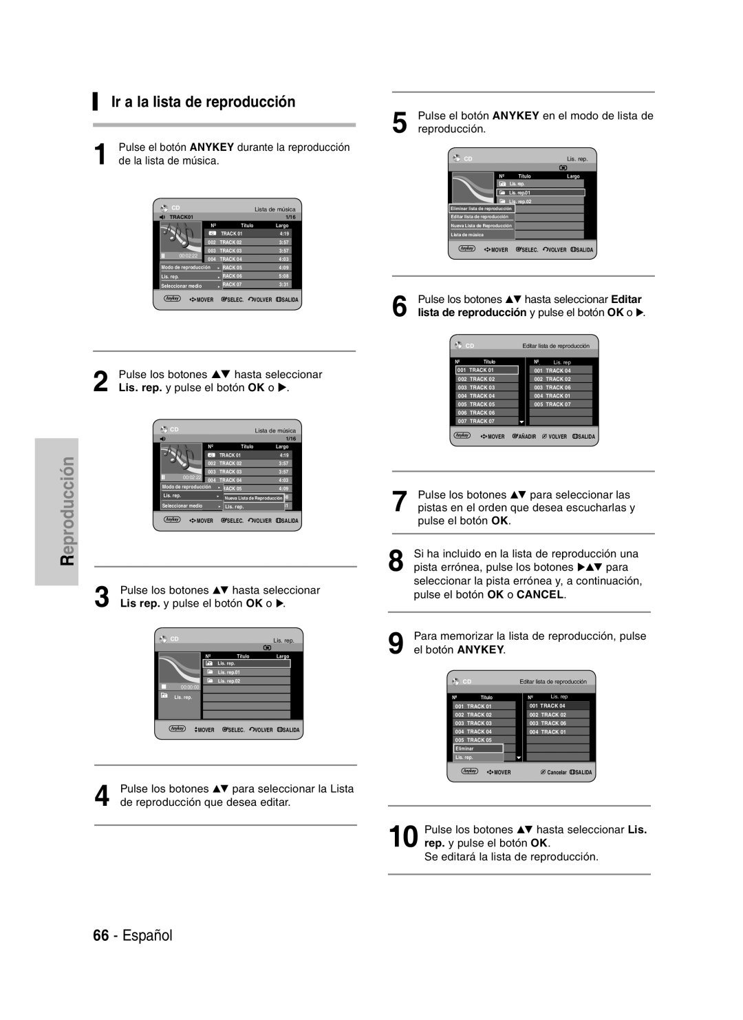 Samsung DVD-HR730A/XEC manual Ir a la lista de reproducción, Pulse los botones Para seleccionar la Lista 