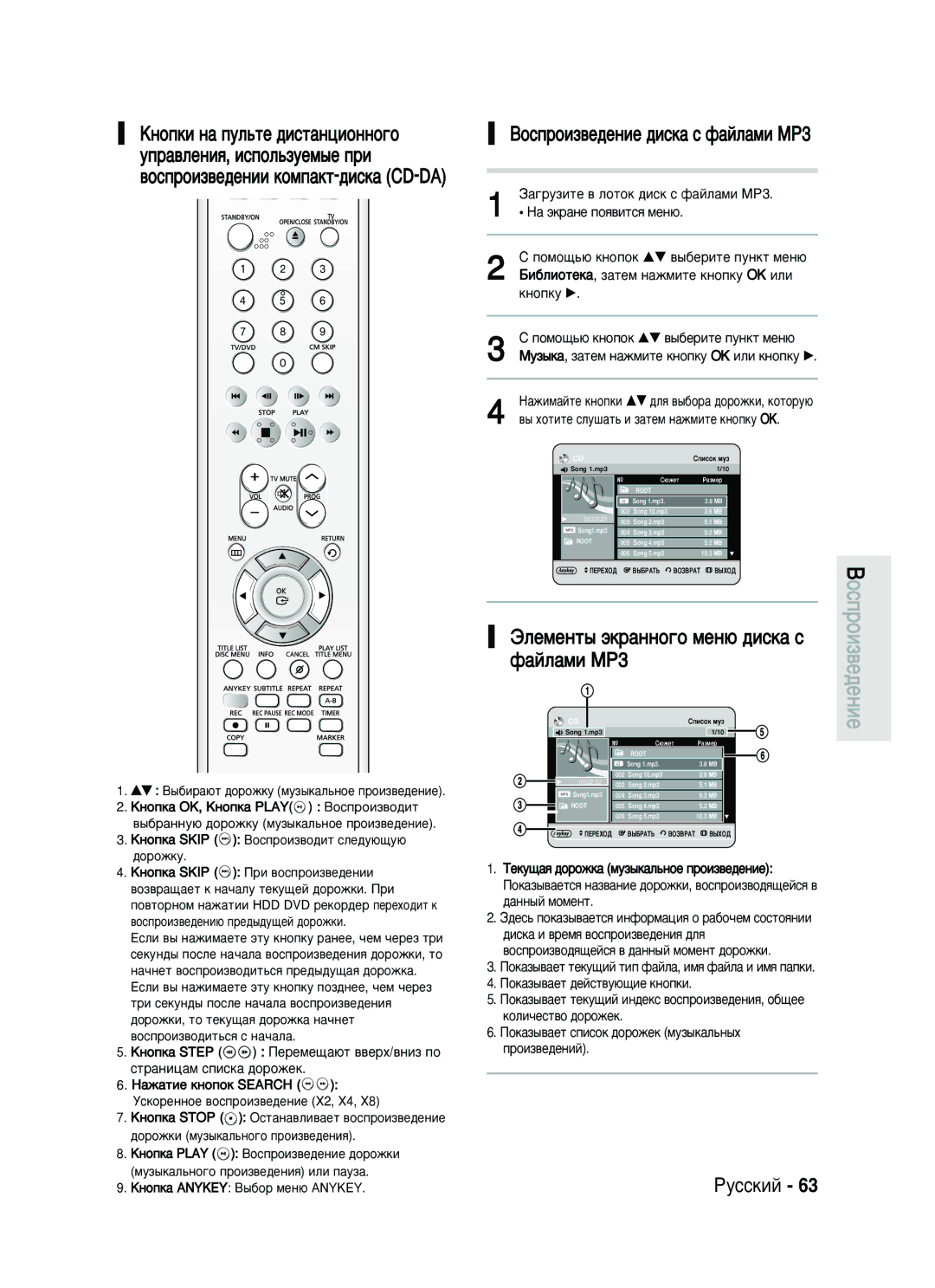 Samsung DVD-HR730/SEO manual ‰Óóêíû, ÄÌÓÔÍ‡ Anykey Ç˚·Ó ÏÂÌ˛ Anykey, Óëá‚Â‰Âìëè 