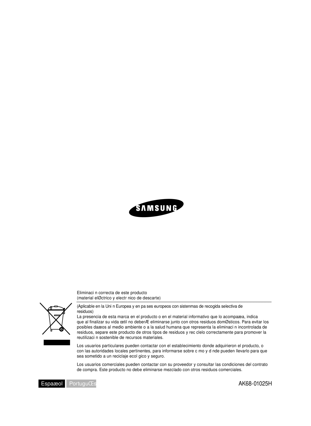 Samsung DVD-HR734/XET, DVD-HR730/XEC, DVD-HR730/XEB, DVD-HR734/XEG, DVD-HR730/XEG, DVD-HR730/XEF Español Português AK68-01025H 