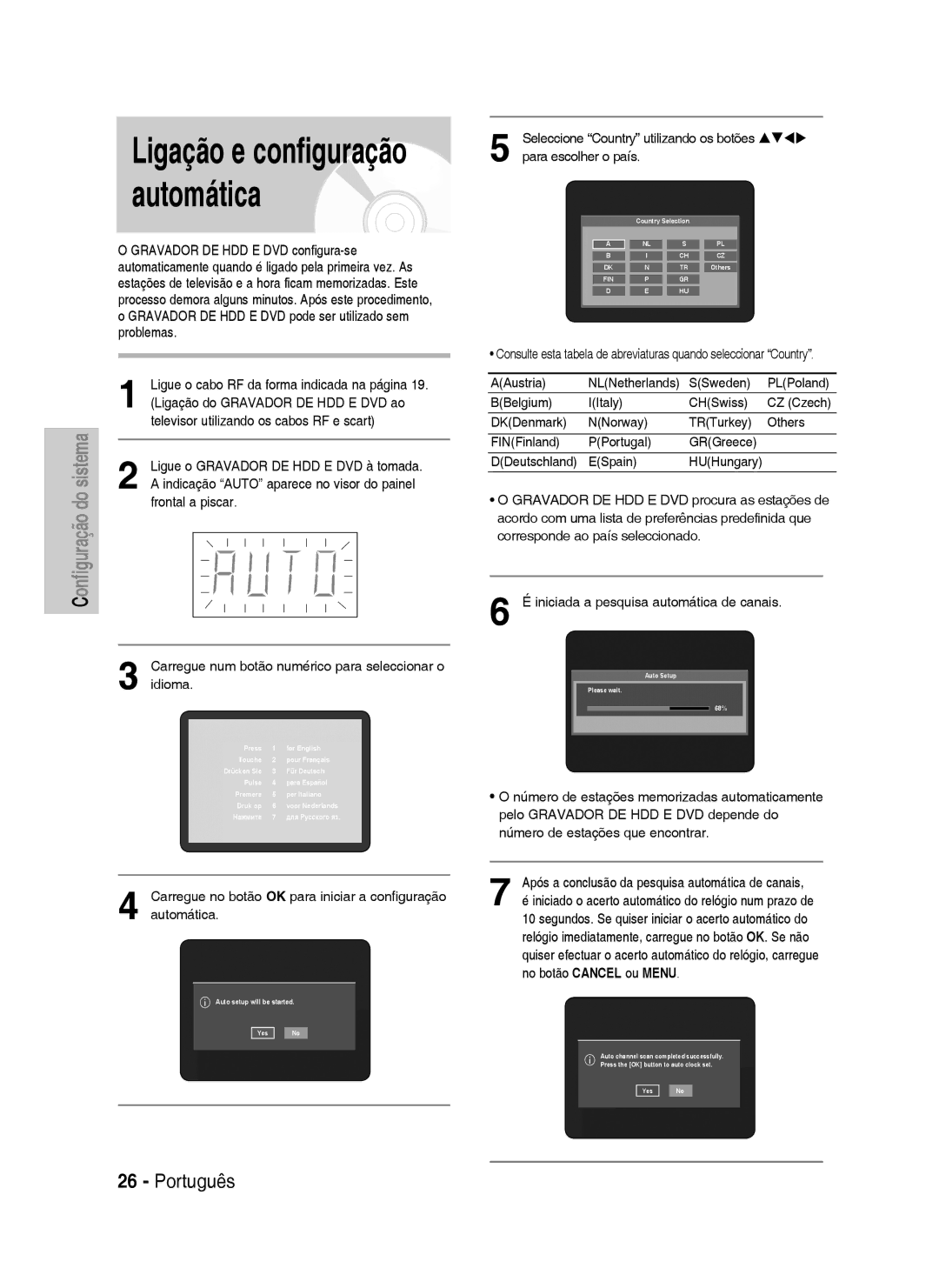 Samsung DVD-HR730/XEU Ligue o cabo RF da forma indicada na página, Ligação do Gravador DE HDD E DVD ao, Frontal a piscar 