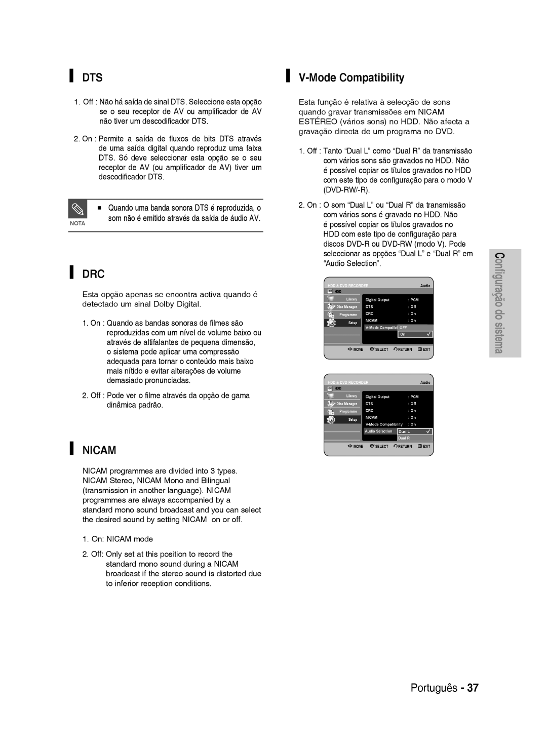 Samsung DVD-HR730/XEF, DVD-HR730/XEC, DVD-HR730/XEB manual Mode Compatibility, Som não é emitido através da saída de áudio AV 