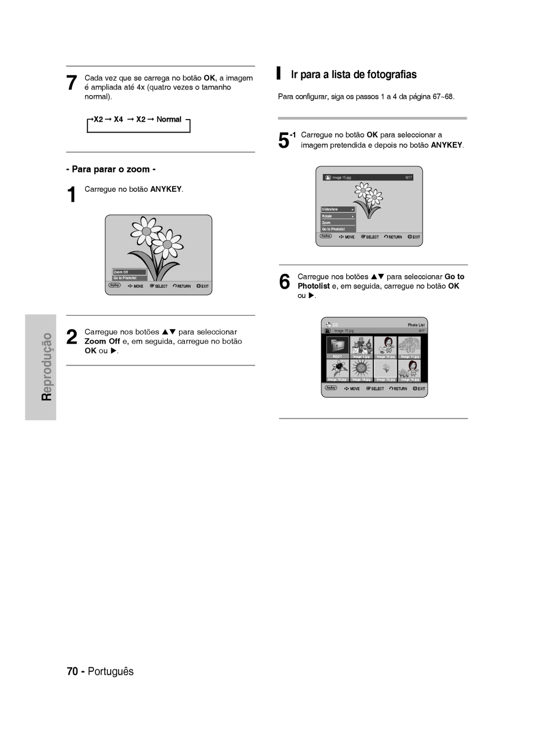 Samsung DVD-HR734/XEO manual Ir para a lista de fotografias, Para parar o zoom, Zoom Off e, em seguida, carregue no botão 