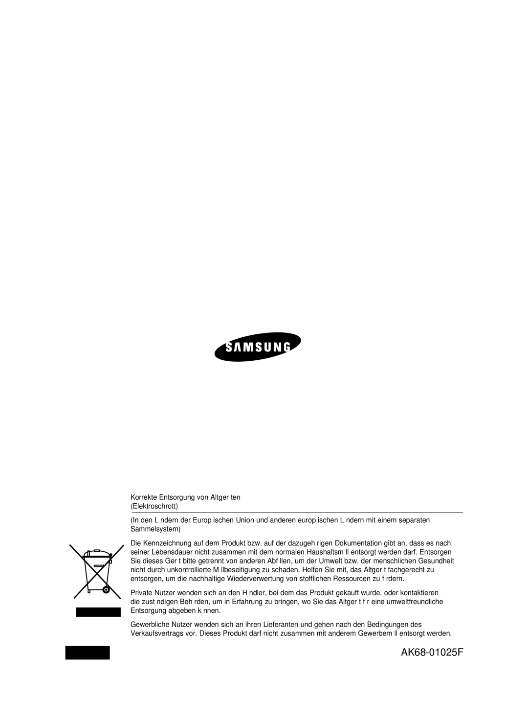 Samsung DVD-HR734/XEG, DVD-HR730/XEC, DVD-HR730/XEB, DVD-HR730/XEG manual AK68-01025F 