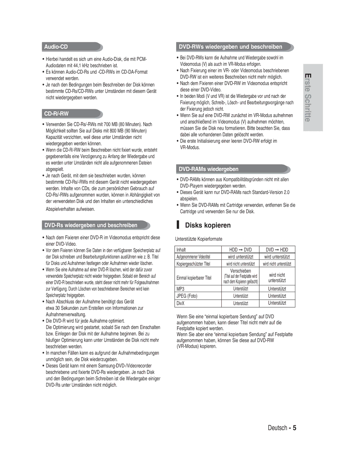 Samsung DVD-HR730/XEB, DVD-HR730/XEC, DVD-HR734/XEG, DVD-HR730/XEG manual Disks kopieren 