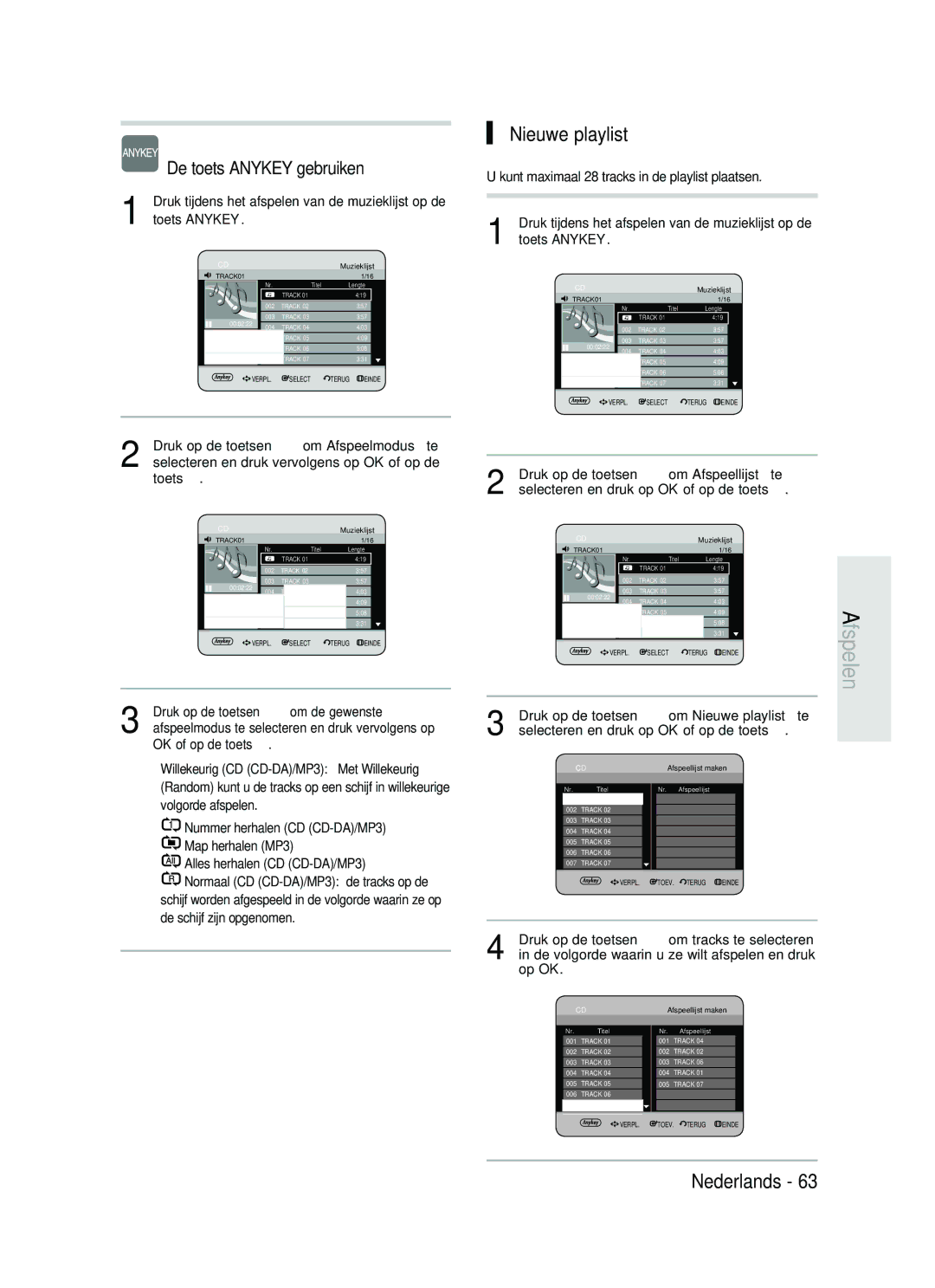 Samsung DVD-HR730/XEB, DVD-HR730/XEC, DVD-HR734/XEG, DVD-HR730/XEG manual Nieuwe playlist, Afspeellijst maken 