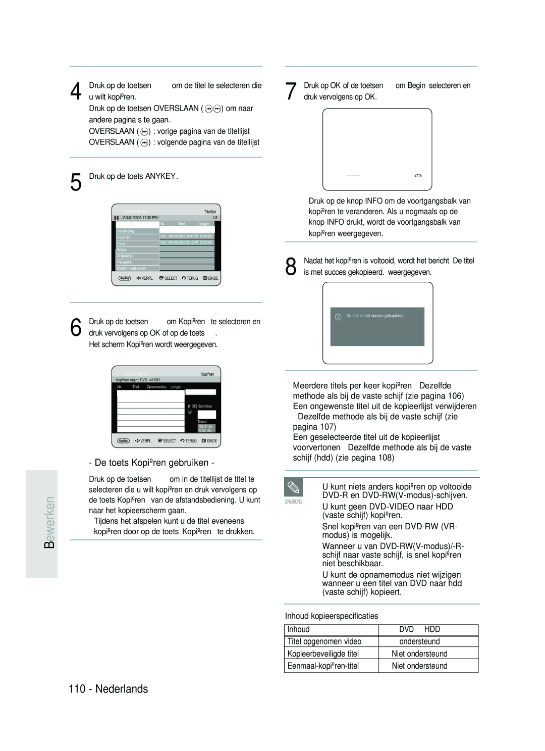 Samsung DVD-HR730/XEC manual Meerdere titels per keer kopiëren Dezelfde, Methode als bij de vaste schijf zie pagina, Pagina 