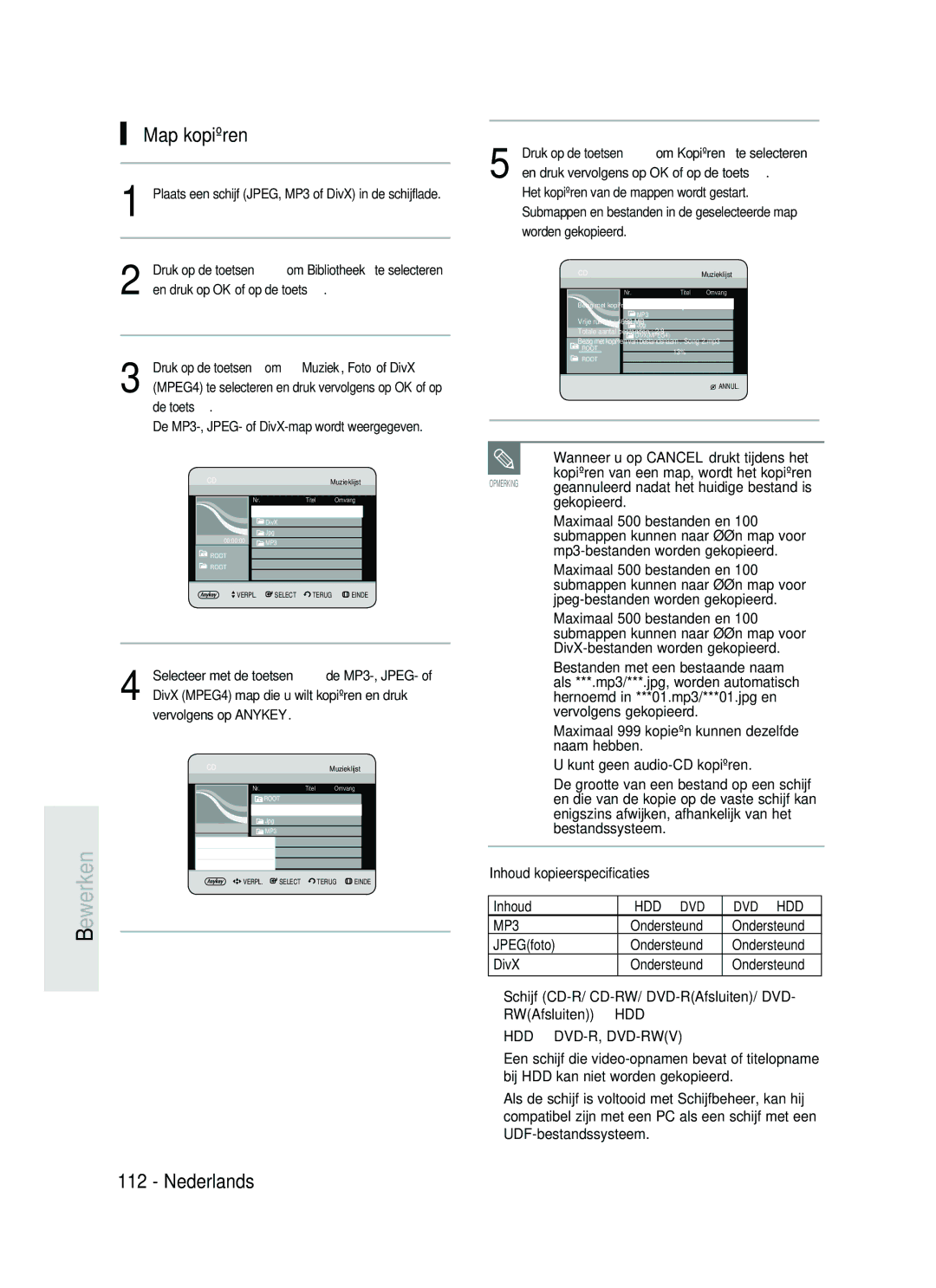 Samsung DVD-HR734/XEG, DVD-HR730/XEC, DVD-HR730/XEB Map kopiëren, Vrije ruimte 4699 MB, Totale aantal bestanden 2/8, 13% 