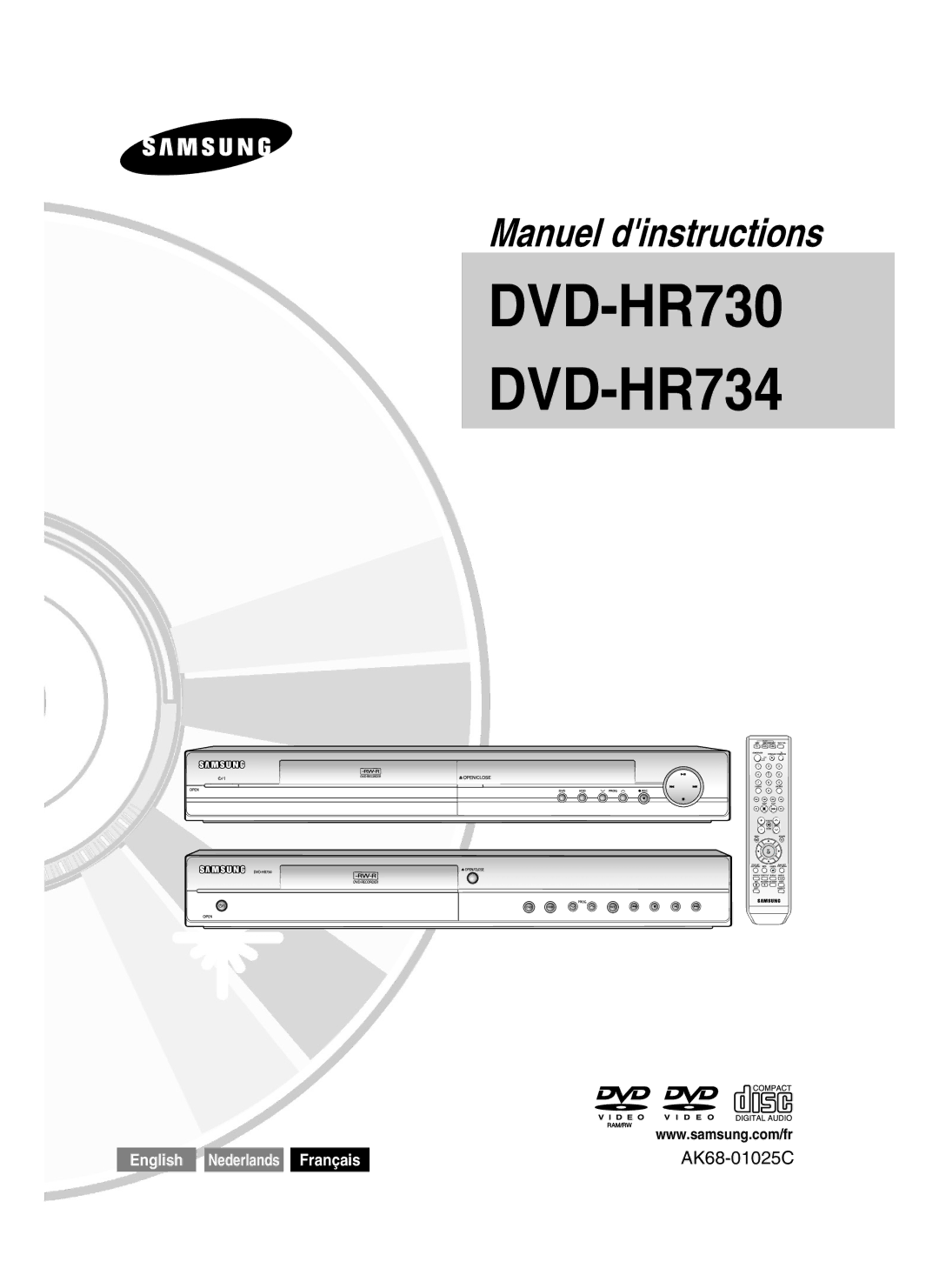 Samsung DVD-HR734/XEG, DVD-HR730/XEC, DVD-HR730/XEB, DVD-HR730/XEG manual DVD-HR730 DVD-HR734 