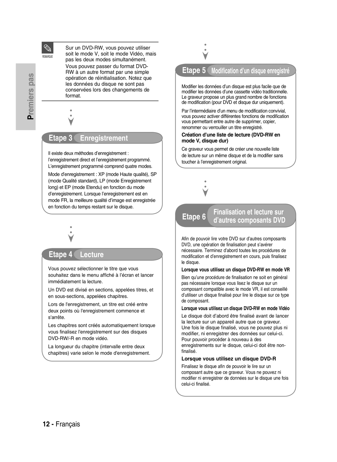 Samsung DVD-HR730/XEB manual Finalisation et lecture sur, ’autres composants DVD, Lorsque vous utilisez un disque DVD-R 