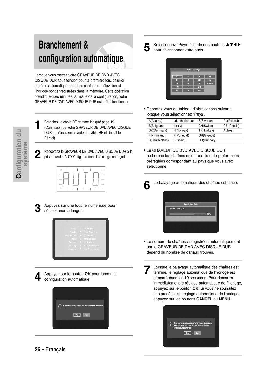 Samsung DVD-HR730/XEG Branchez le câble RF comme indiqué, DUR au téléviseur à l’aide du câble RF et du câble, Péritel 