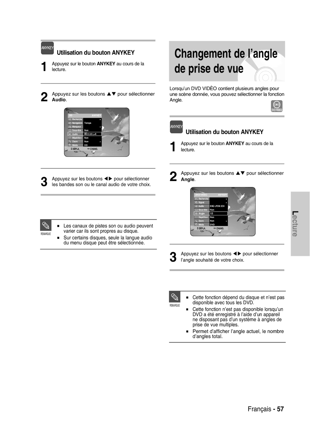 Samsung DVD-HR734/XEG, DVD-HR730/XEC manual Les canaux de pistes son ou audio peuvent, Varier car ils sont propres au disque 