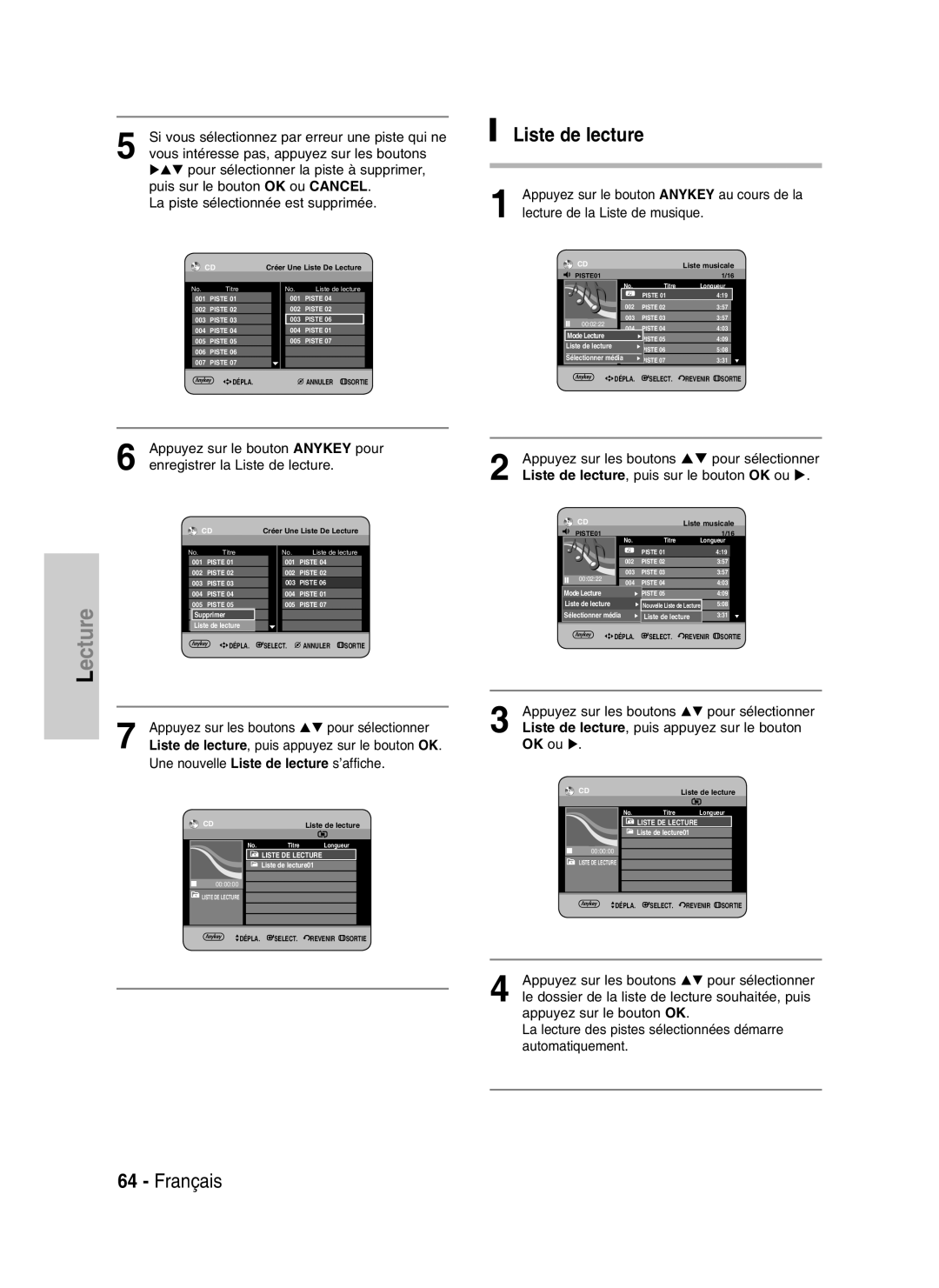 Samsung DVD-HR730/XEB, DVD-HR730/XEC, DVD-HR734/XEG, DVD-HR730/XEG manual Une nouvelle Liste de lecture s’affiche 