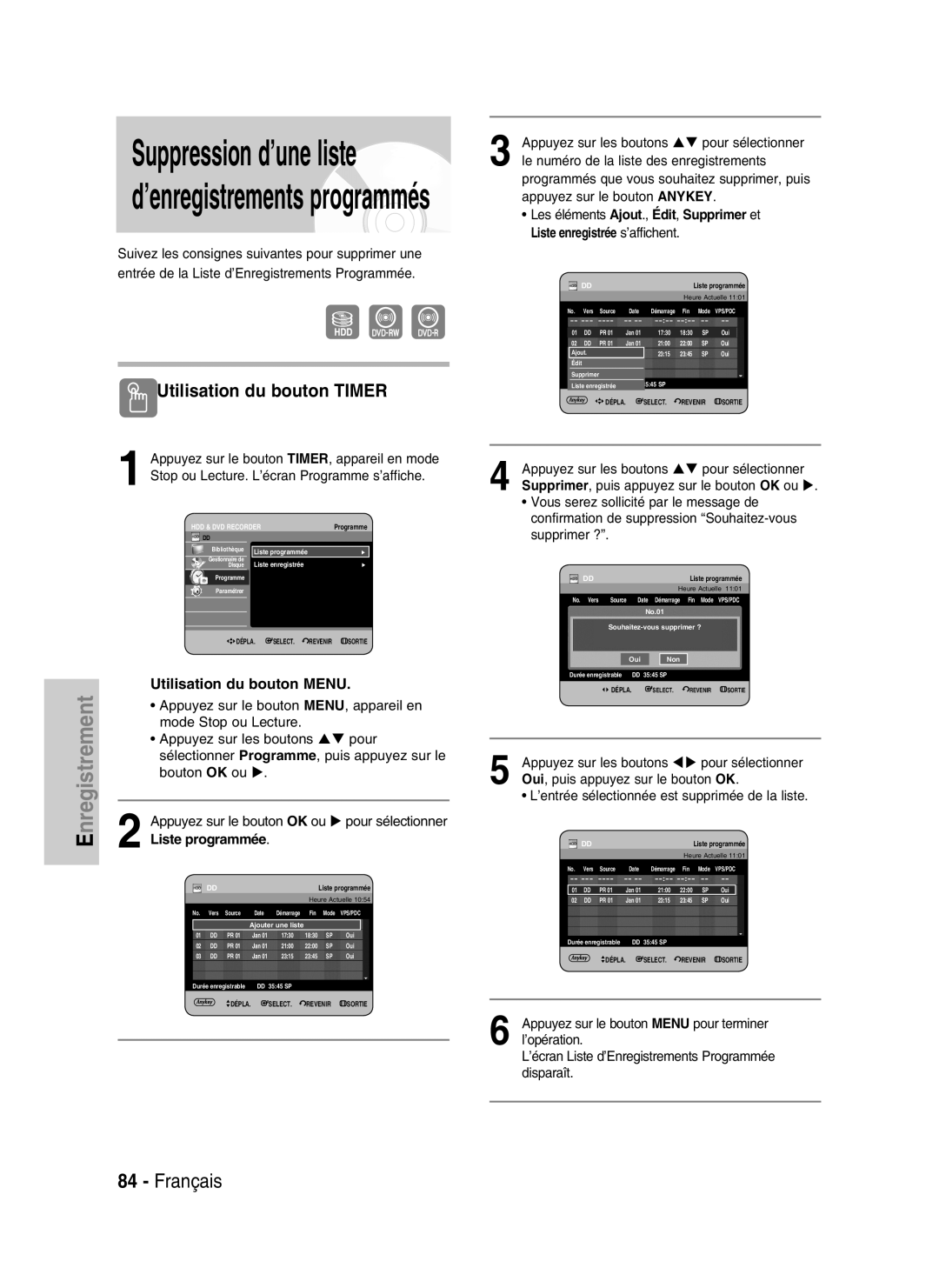 Samsung DVD-HR730/XEB, DVD-HR730/XEC, DVD-HR734/XEG, DVD-HR730/XEG manual Liste programmée, No. Vers 