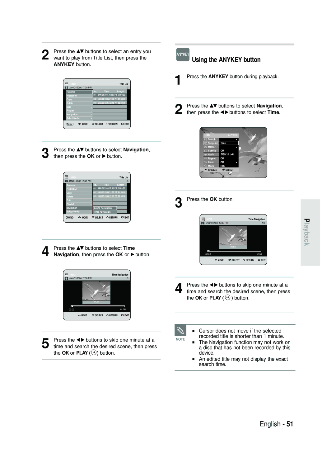 Samsung DVD-HR730/XEG, DVD-HR730/XEC manual Device, An edited title may not display the exact, Search time, OK or Play 