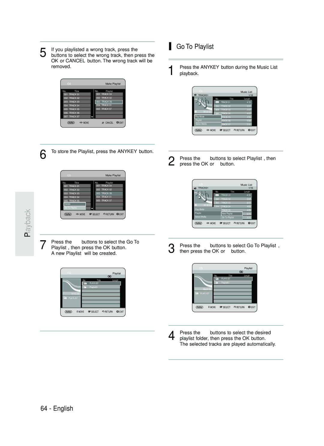 Samsung DVD-HR730/XEC, DVD-HR730/XEB, DVD-HR734/XEG, DVD-HR730/XEG manual Go To Playlist 