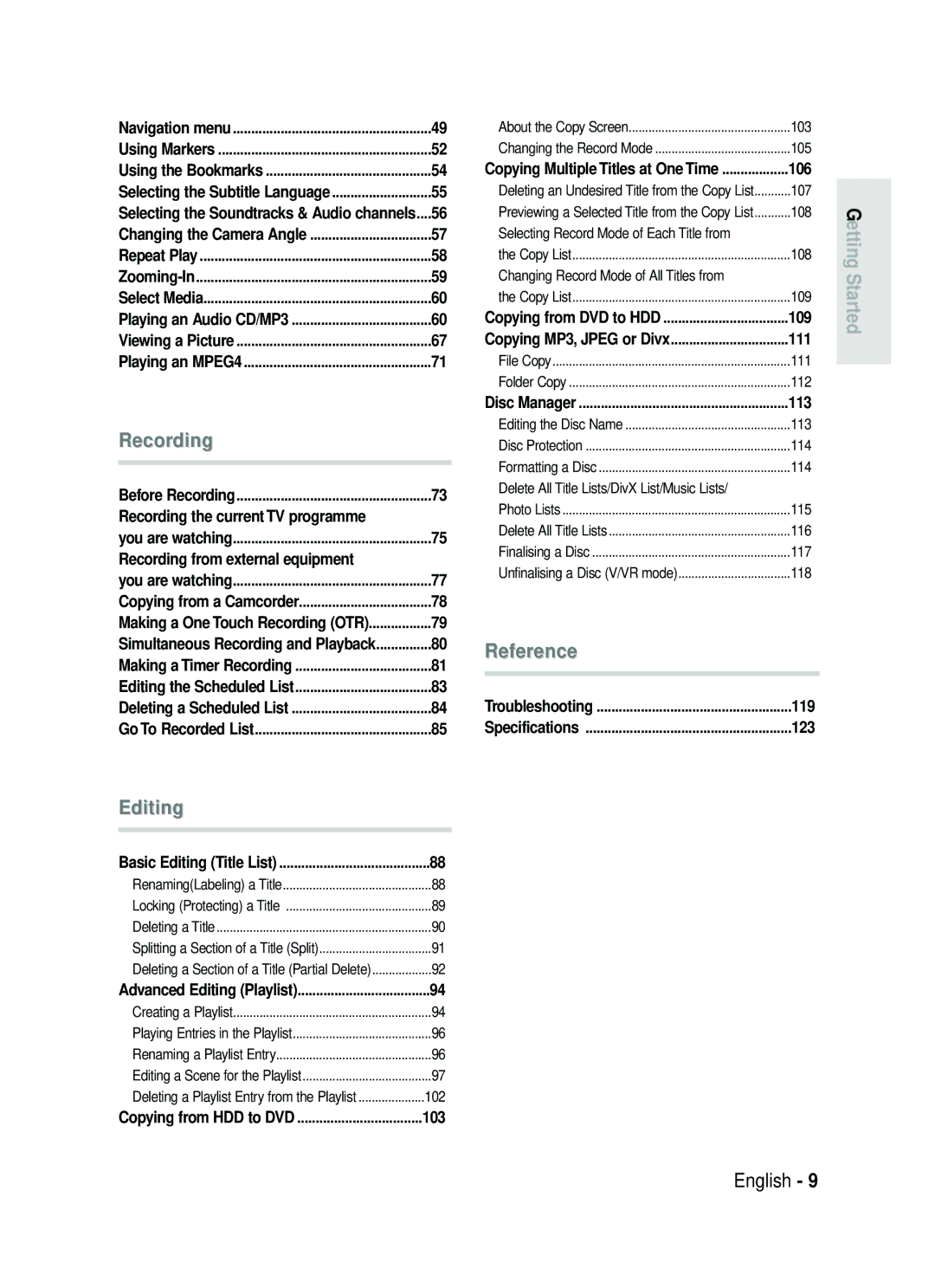 Samsung DVD-HR730/XEB, DVD-HR730/XEC manual Recording the current TV programme, Recording from external equipment, 123 