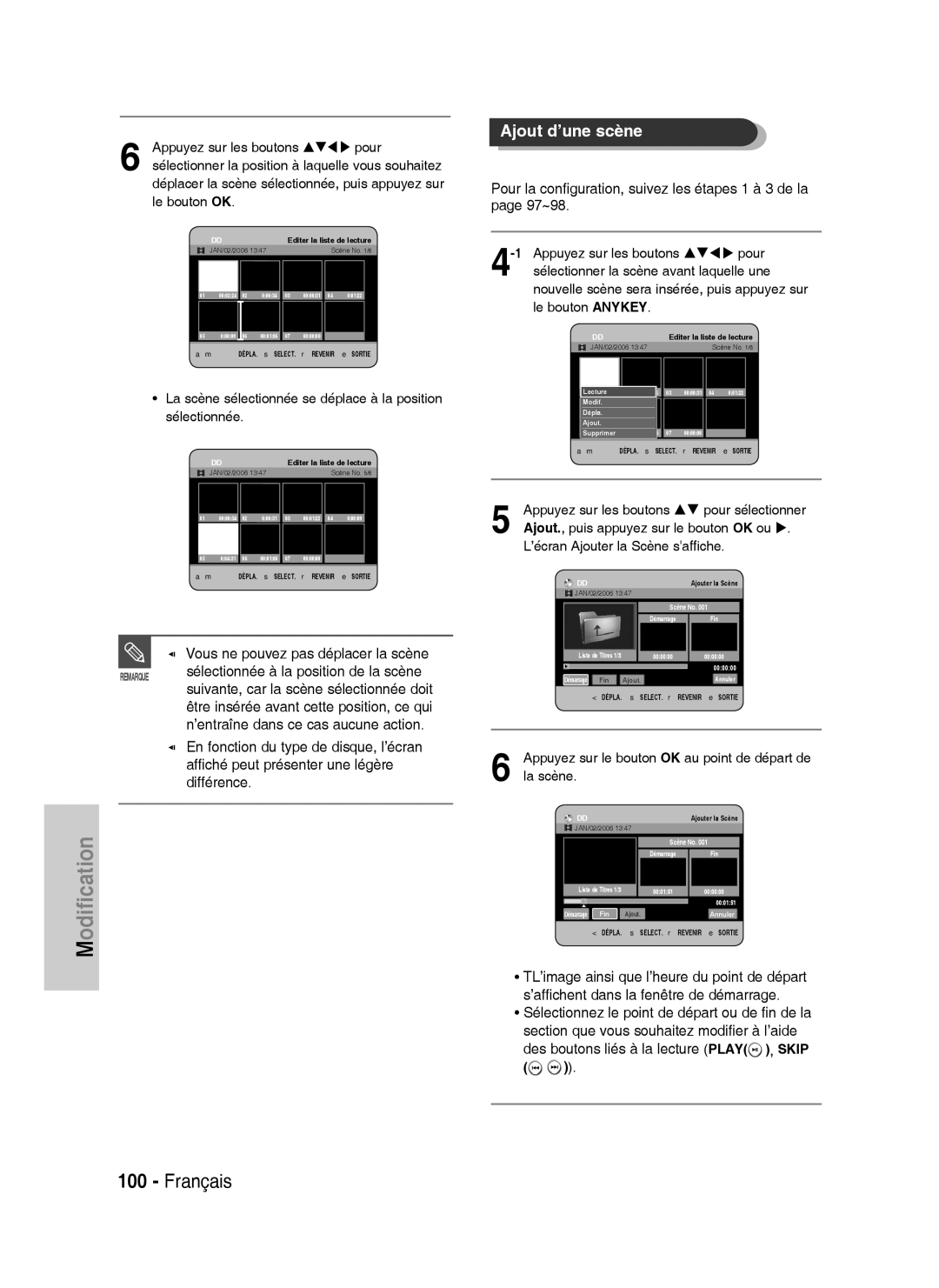 Samsung DVD-HR734A/XEF, DVD-HR730A/XEF manual Des boutons liés à la lecture Play , Skip, Le bouton OK 