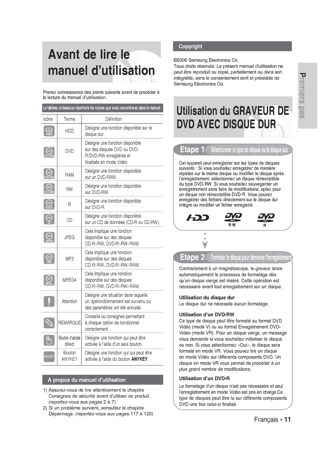 Samsung DVD-HR730A/XEF, DVD-HR734A/XEF manual Utilisation du disque dur, Utilisation d’un DVD-RW 