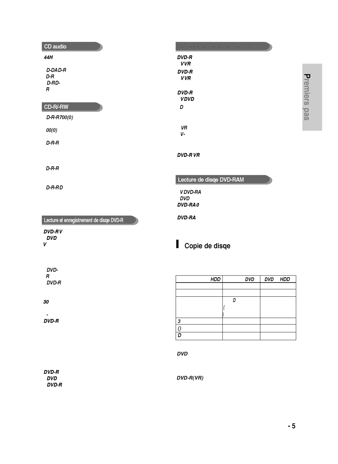 Samsung DVD-HR730A/XEF, DVD-HR734A/XEF manual Copie de disque, Spécifications de copie du contenu Contenu, JPEGphoto, DivX 