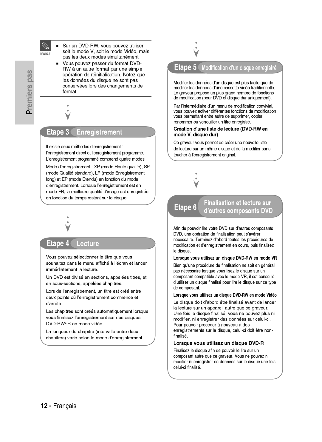 Samsung DVD-HR730A/XEB manual Finalisation et lecture sur, ’autres composants DVD, Lorsque vous utilisez un disque DVD-R 