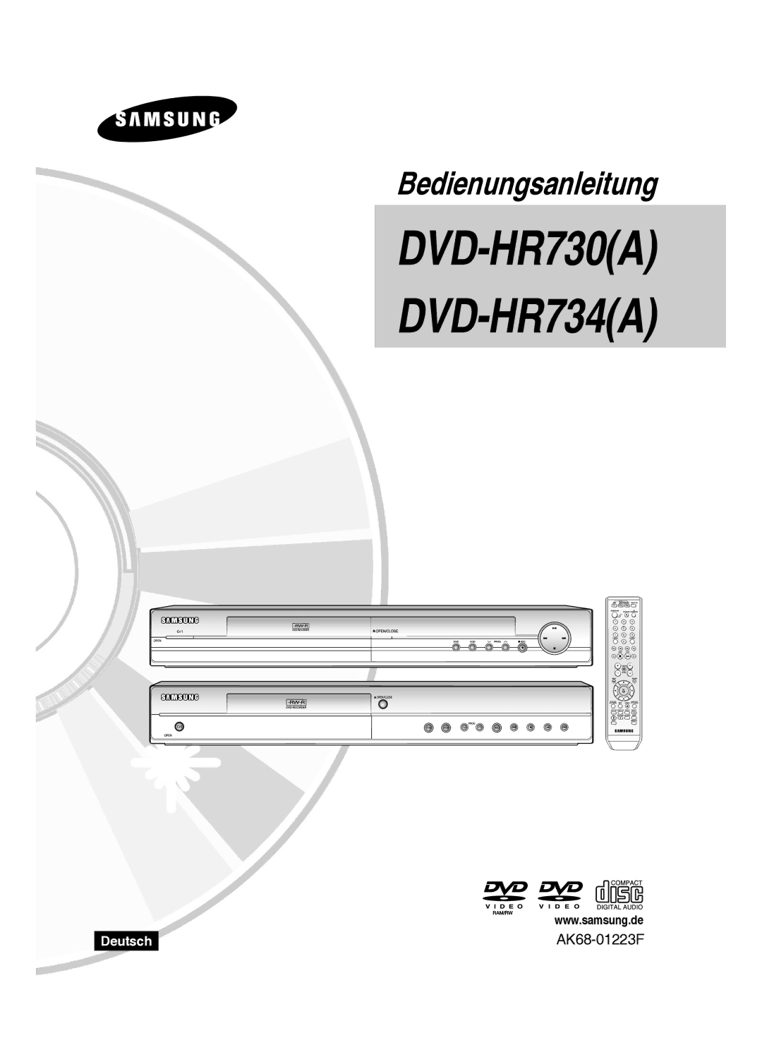 Samsung DVD-HR734A/XEG manual DVD-HR730A DVD-HR734A 