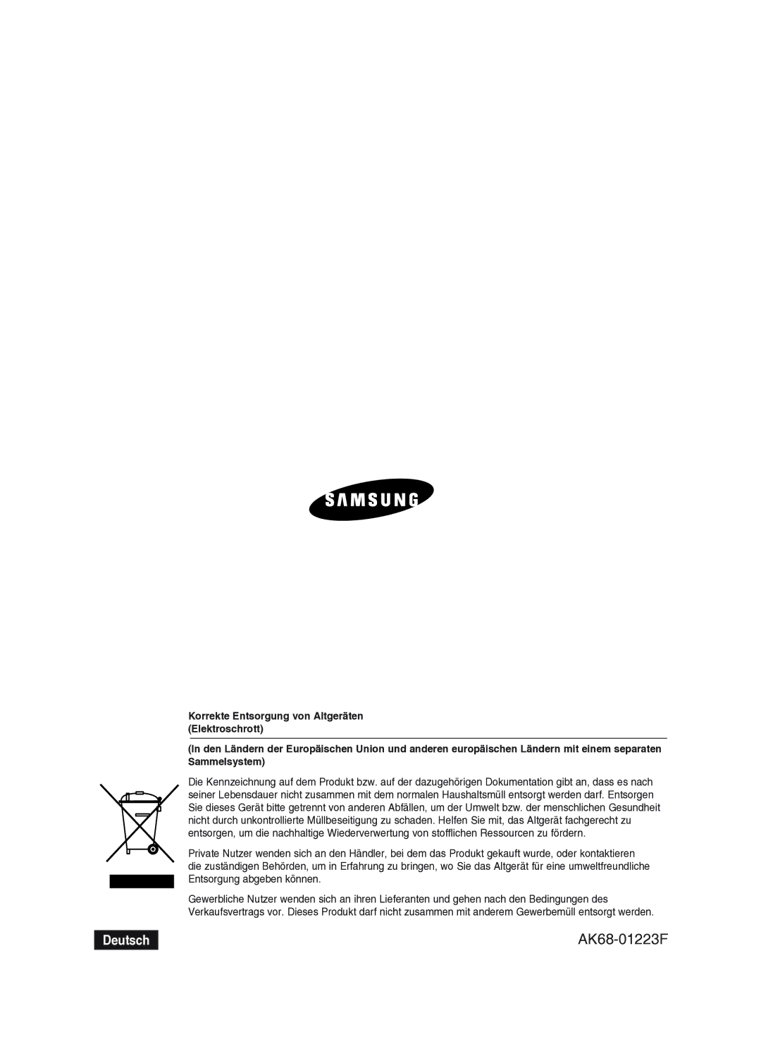 Samsung DVD-HR734A/XEG manual AK68-01223F 