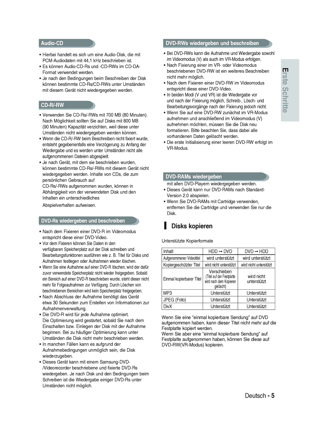 Samsung DVD-HR734A/XEG manual Disks kopieren 