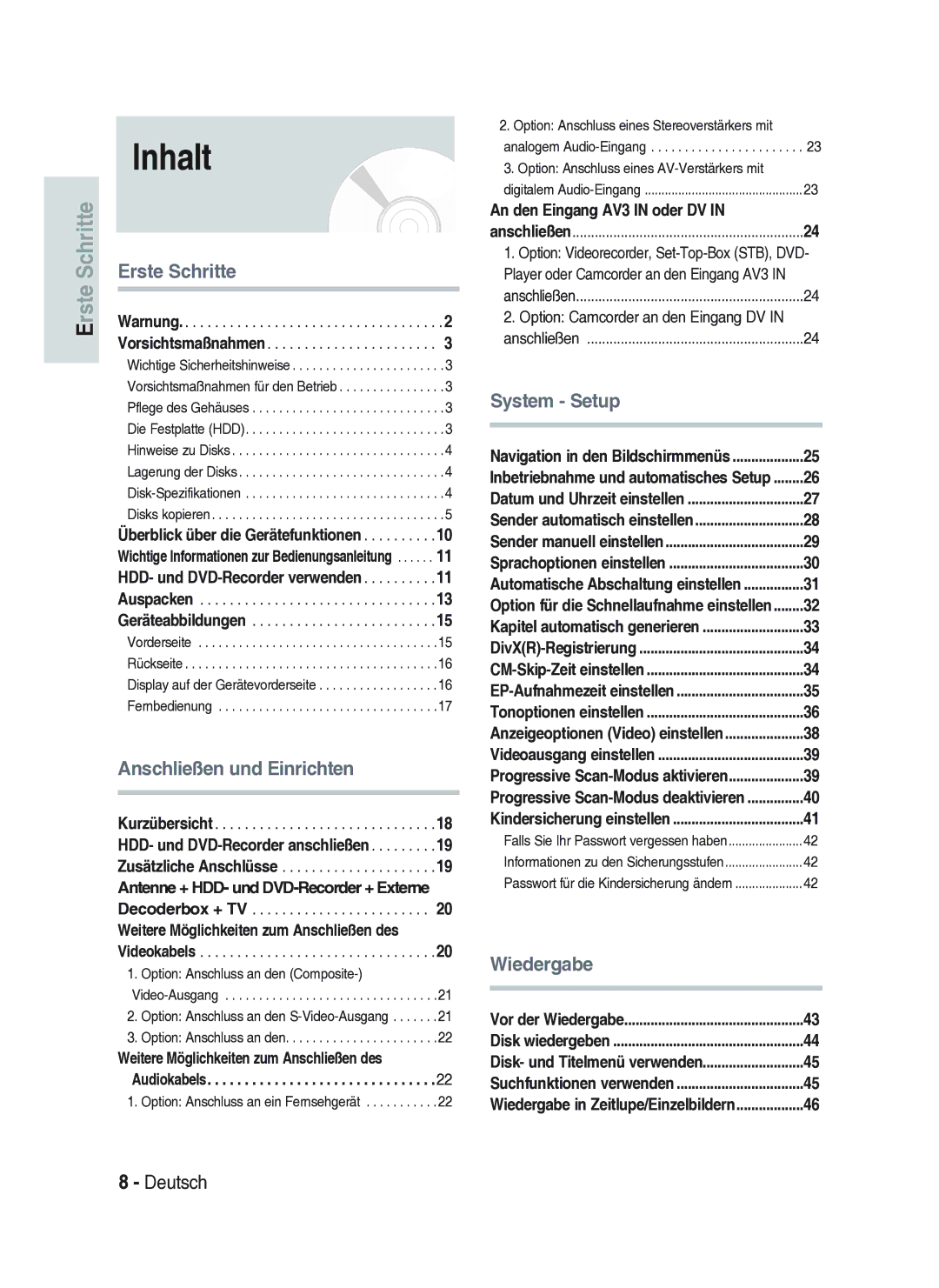 Samsung DVD-HR734A/XEG manual An den Eingang AV3 in oder DV, Anschließen 