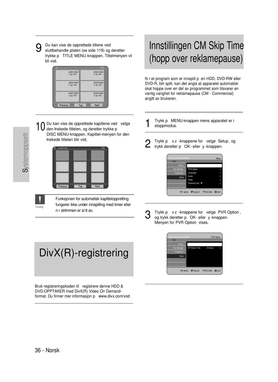 Samsung DVD-P390/XEE, DVD-HR735/XEE, DVD-HR737/XEE manual DivXR-registrering 