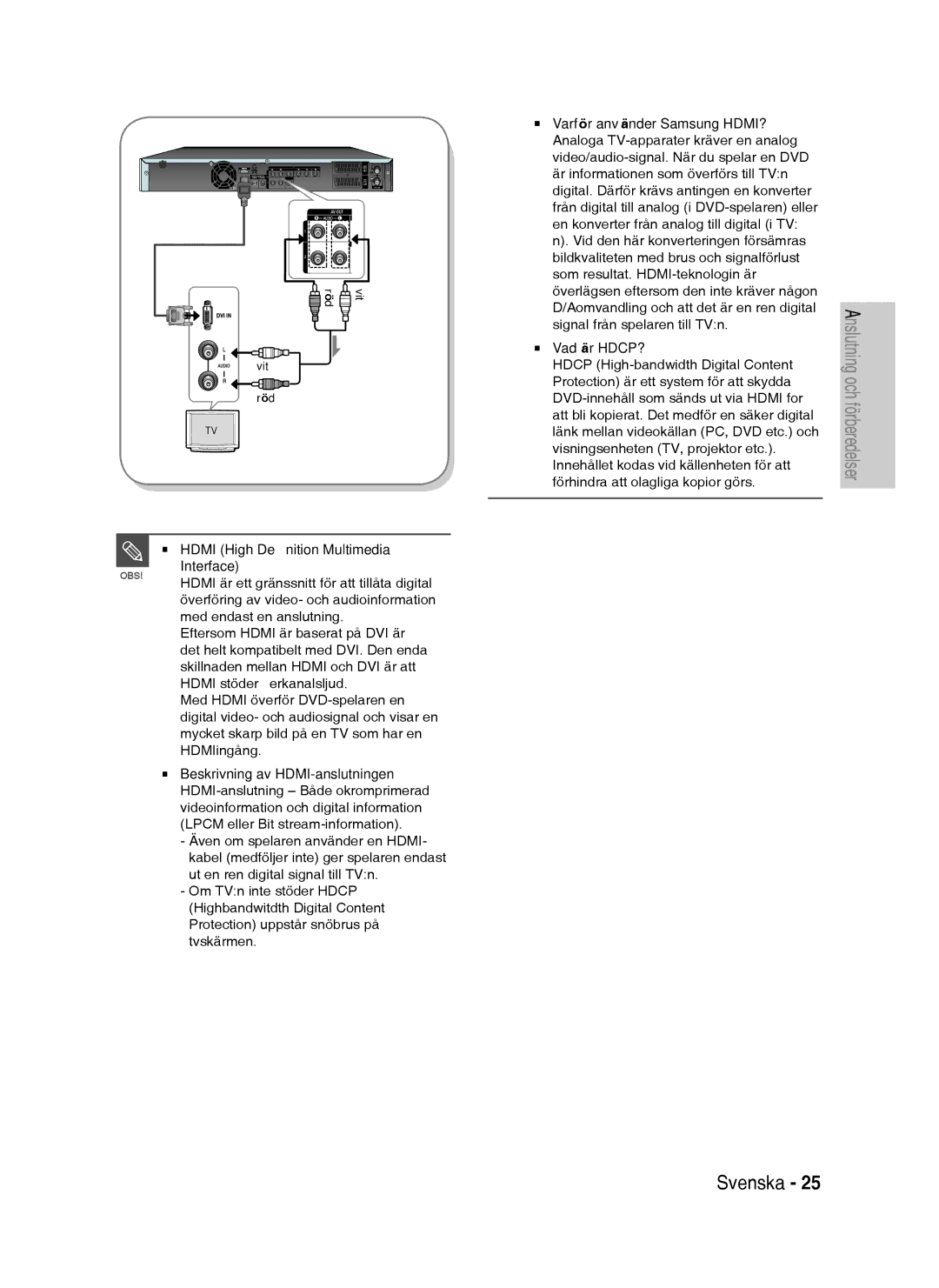 Samsung DVD-HR737/XEE, DVD-HR735/XEE, DVD-P390/XEE manual Hdmi High Deﬁnition Multimedia Interface 