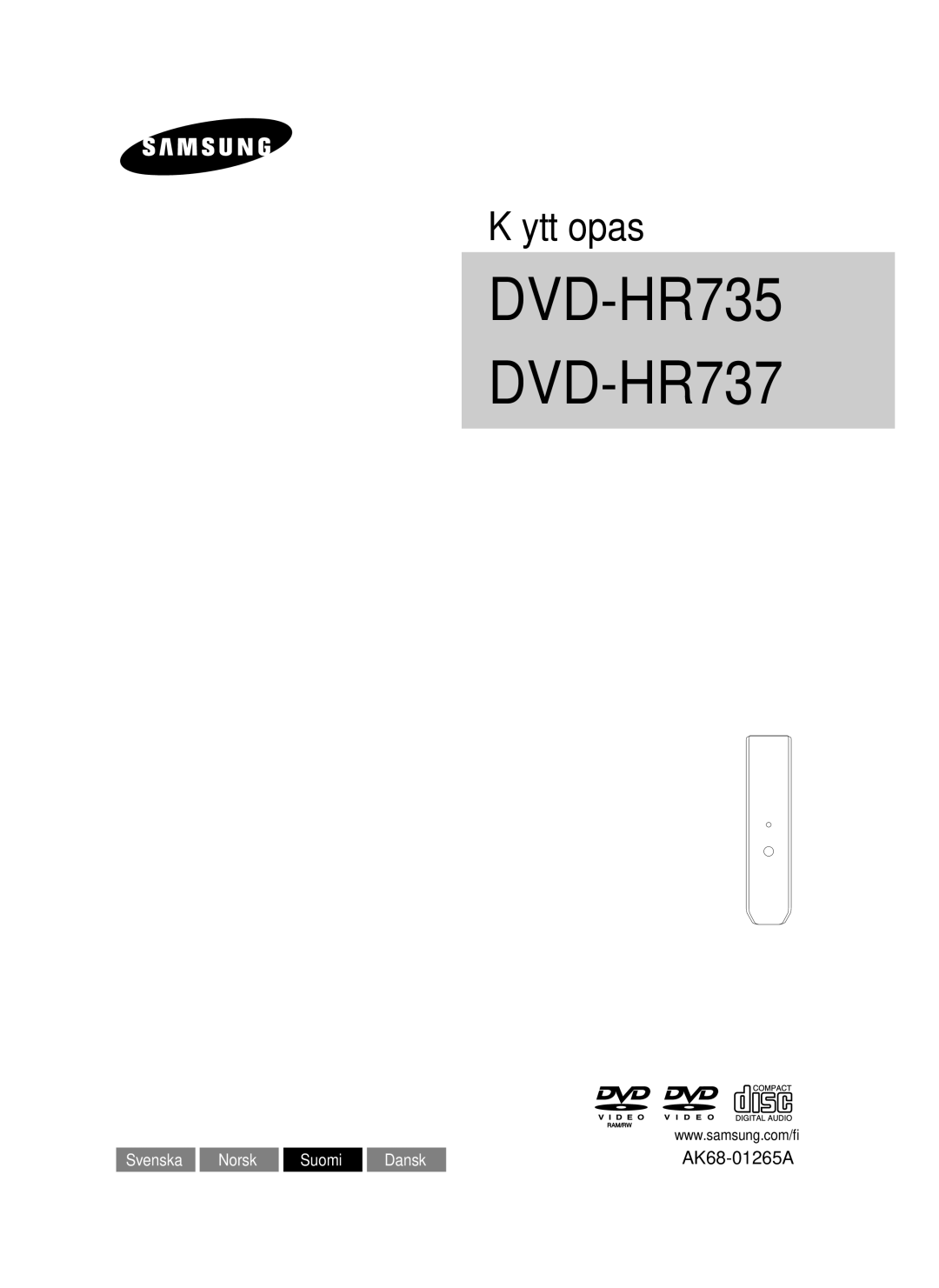 Samsung DVD-P390/XEE, DVD-HR735/XEE, DVD-HR737/XEE manual Käyttöopas 