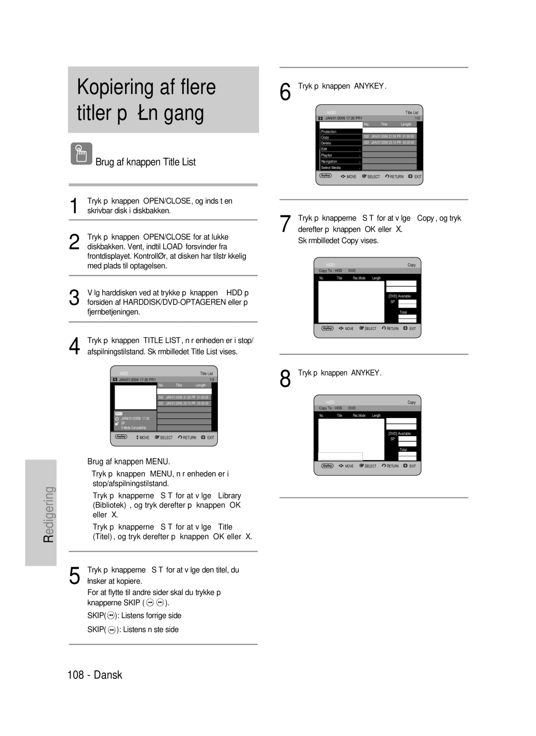 Samsung DVD-HR735/XEE, DVD-HR737/XEE Tryk på knappen OPEN/CLOSE, og indsæt en, Med plads til optagelsen, Fjernbetjeningen 