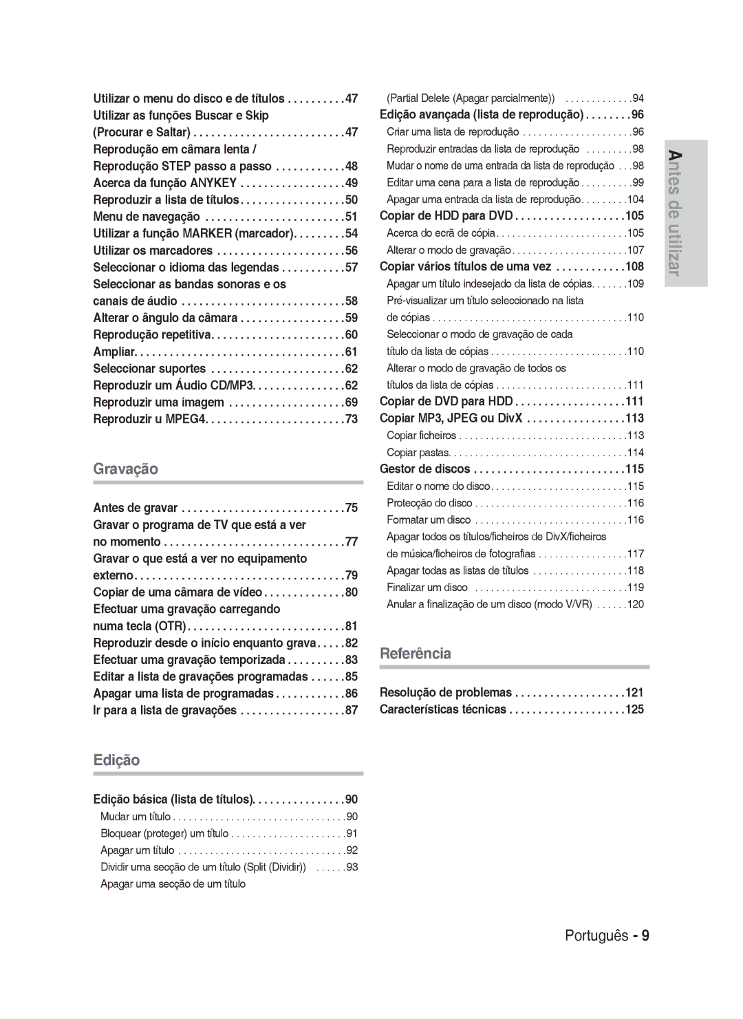 Samsung DVD-HR735/XEF manual Edição básica lista de títulos, Edição avançada lista de reprodução, Copiar de HDD para DVD 