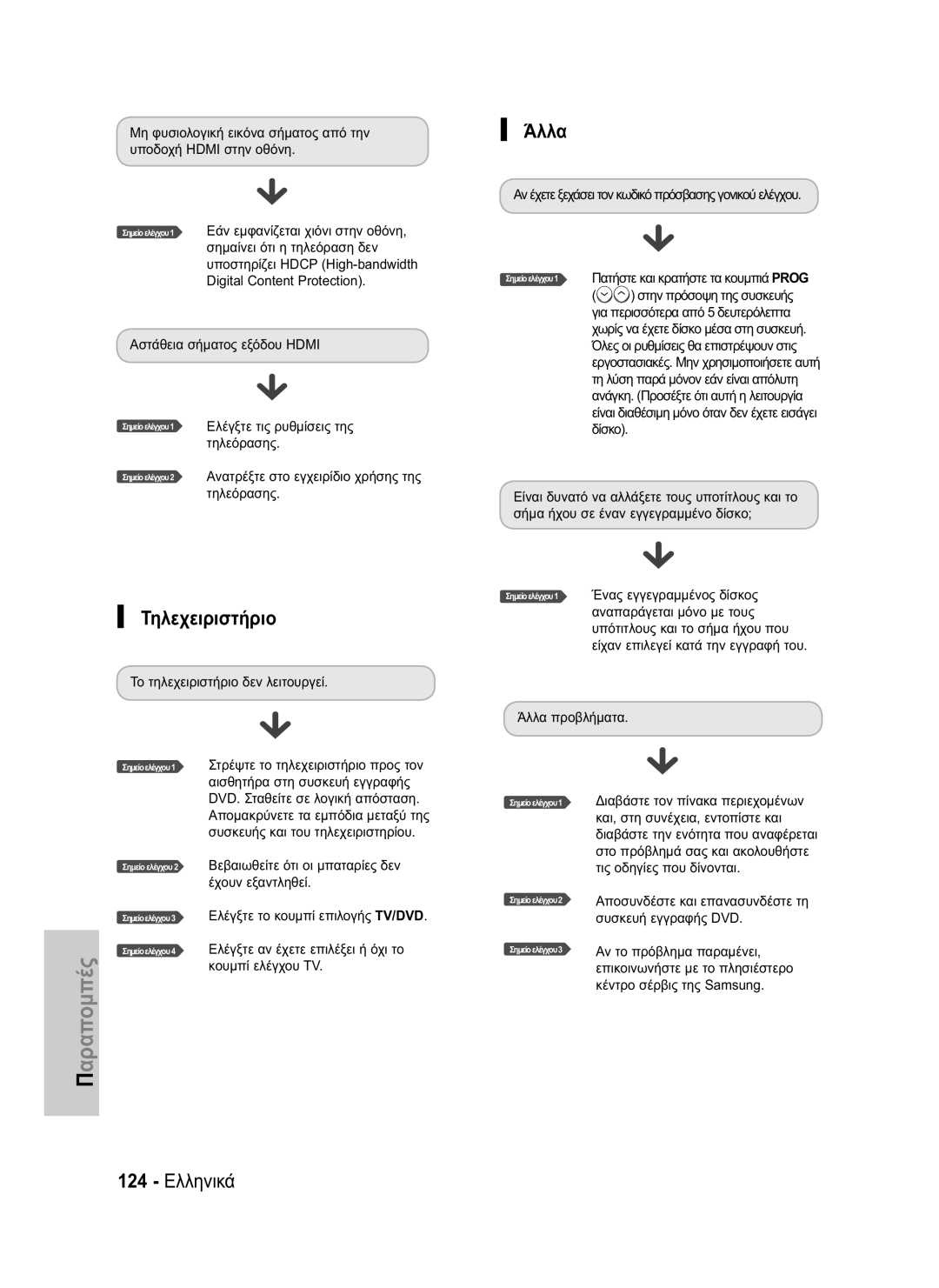 Samsung DVD-HR735/XEF, DVD-HR735/XEG, DVD-HR737/XEG, DVD-HR735/XEB, DVD-HR737/XEB, DVD-HR737/XEF manual Άλλα, 124 Ελληνικά 