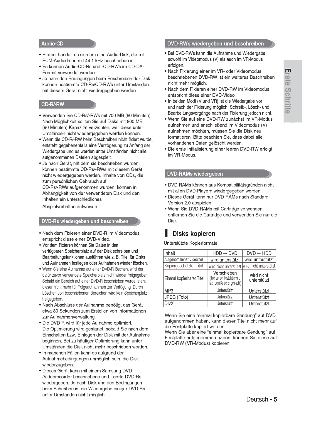 Samsung DVD-HR737/XEG, DVD-HR735/XEG, DVD-HR735/XEB, DVD-HR737/XEB manual Disks kopieren 