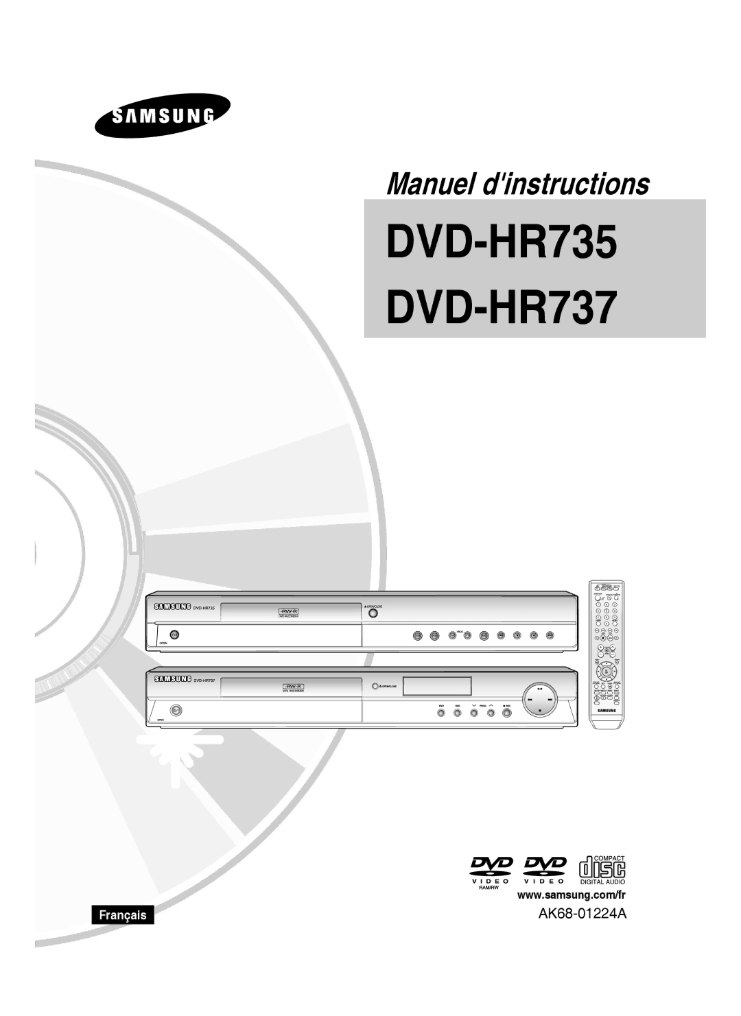 Samsung DVD-HR735/XEF, DVD-HR737/XEF manual DVD-HR735 DVD-HR737, Français 