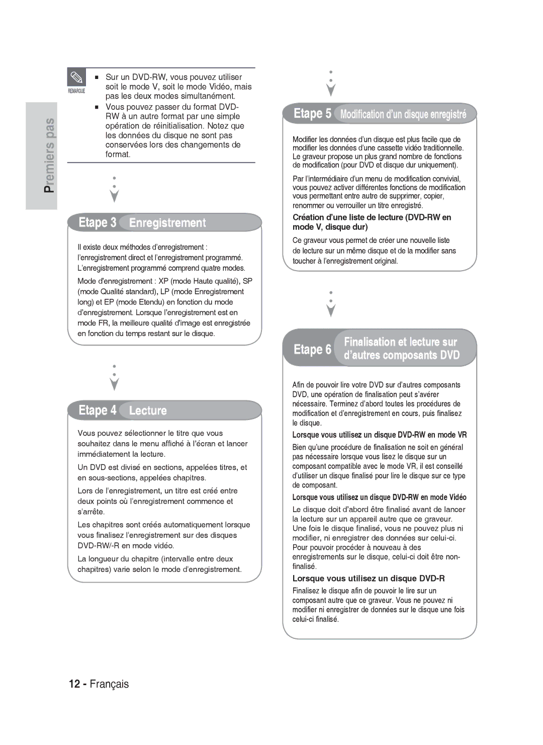 Samsung DVD-HR737/XEF manual Finalisation et lecture sur, ’autres composants DVD, Lorsque vous utilisez un disque DVD-R 