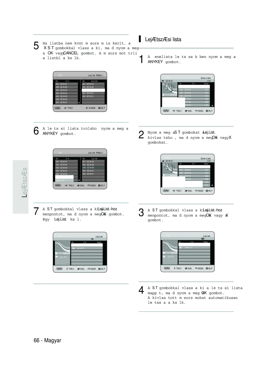 Samsung DVD-HR735/XEH manual Lejátszási lista tárolásához nyomja meg az, Gombokkal válassza ki az Lej.List.-hoz 