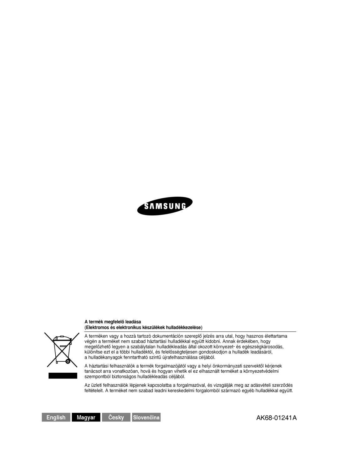 Samsung DVD-HR737/XEH, DVD-HR735/XEH manual AK68-01241A 