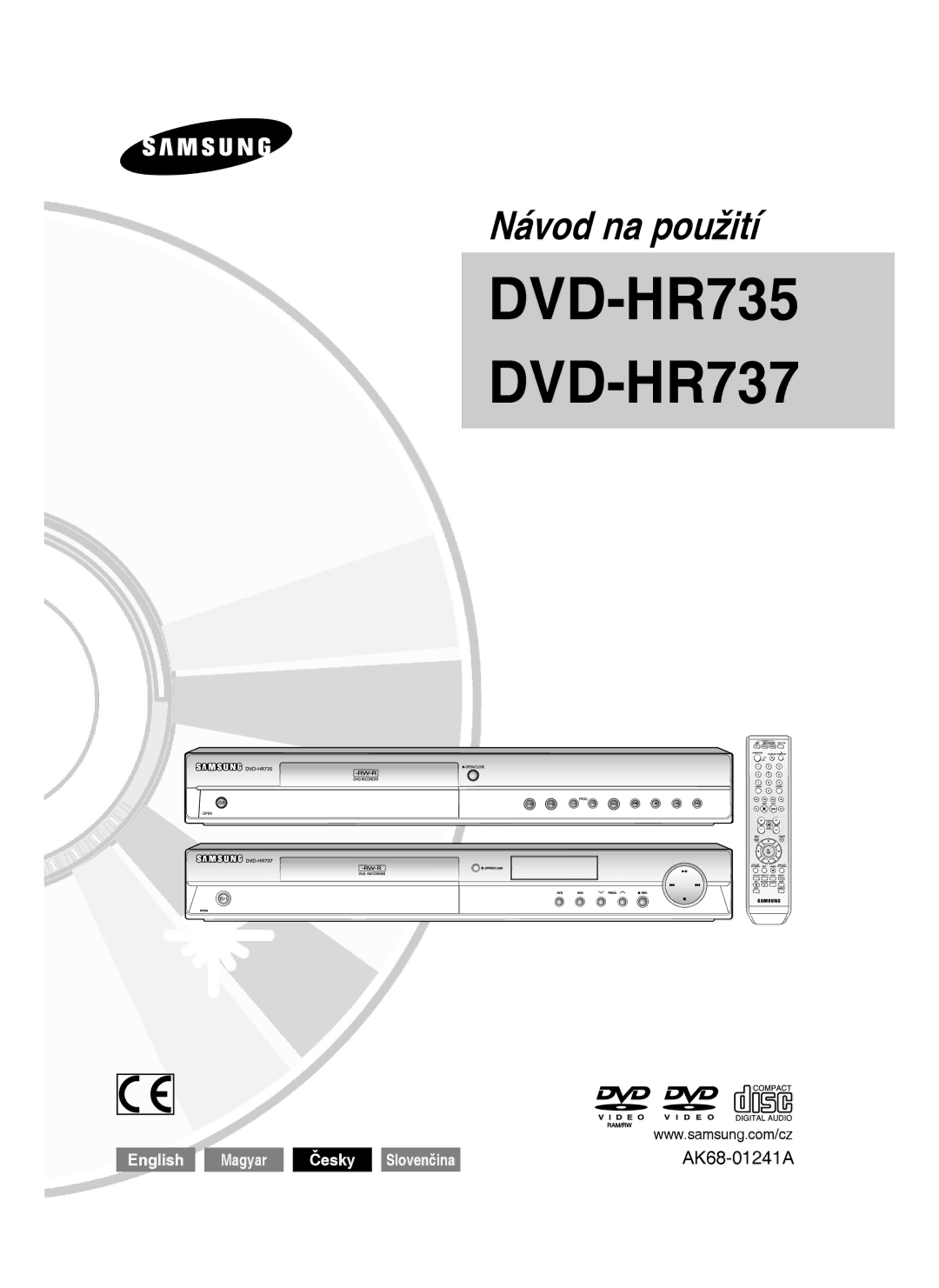 Samsung DVD-HR735/XEH, DVD-HR737/XEH manual DVD-HR735 DVD-HR737, Slovenčina 